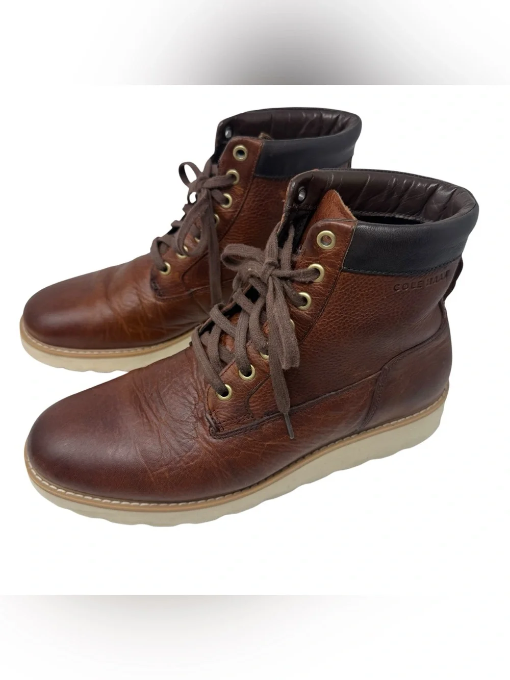 Cole Haan Nantucket Men’s Size 8.5 Rugged Lace Up Grand.OS Ankle Brown Boots